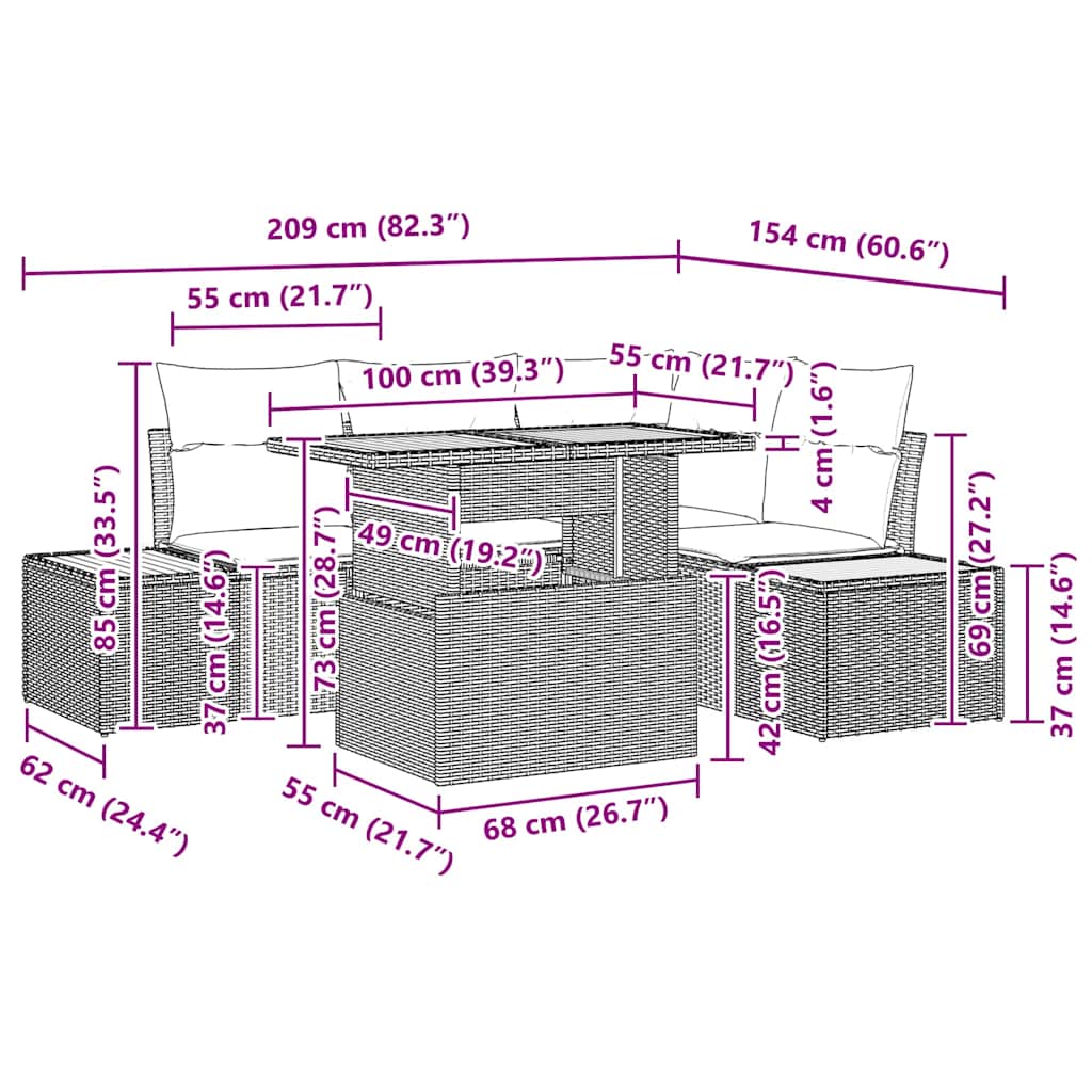 Have Spisebordssæt med pude med pude 5 pcs Grå og Brun