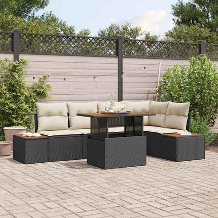 Havesofa Sæt 6 stk. Sort polyrattan