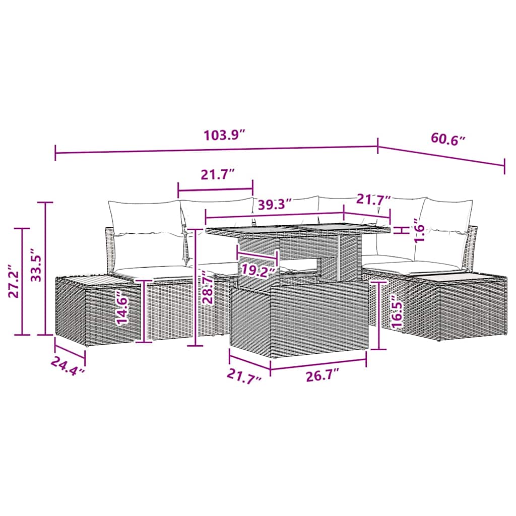 Have Spisebordssæt med pude med pude 6 pcs Sort og Brunt