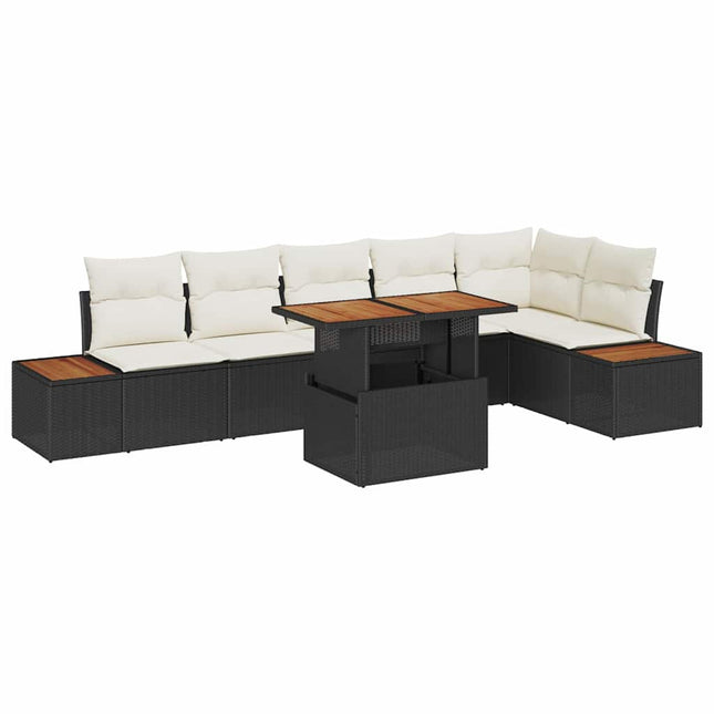 Have Spisebordssæt med pude 7 pcs Sort og Beige