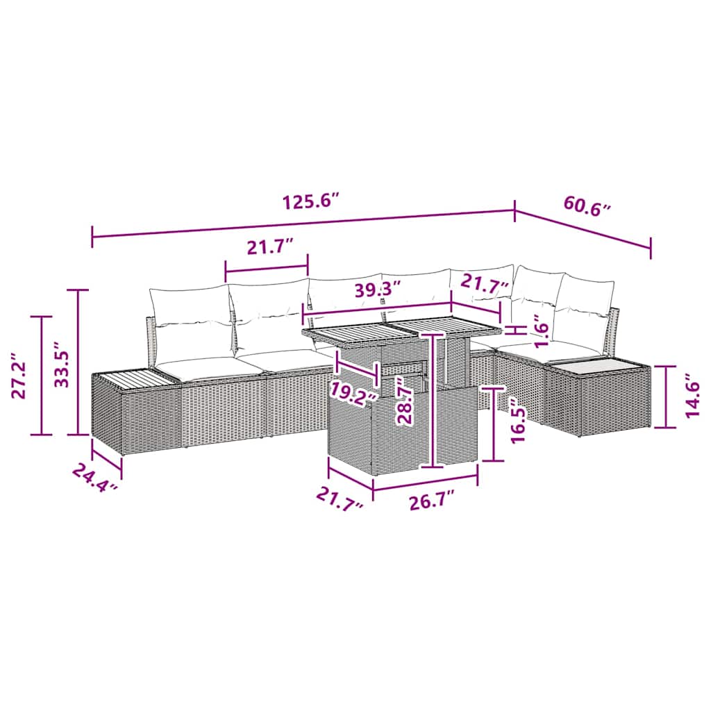Have Spisebordssæt med pude med pude 7 pcs Sort og Brunt