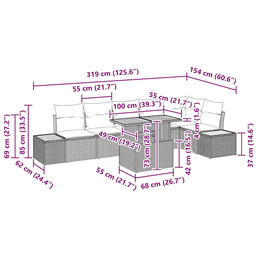 Have Spisebordssæt med pude med pude 7 pcs Beige og creme