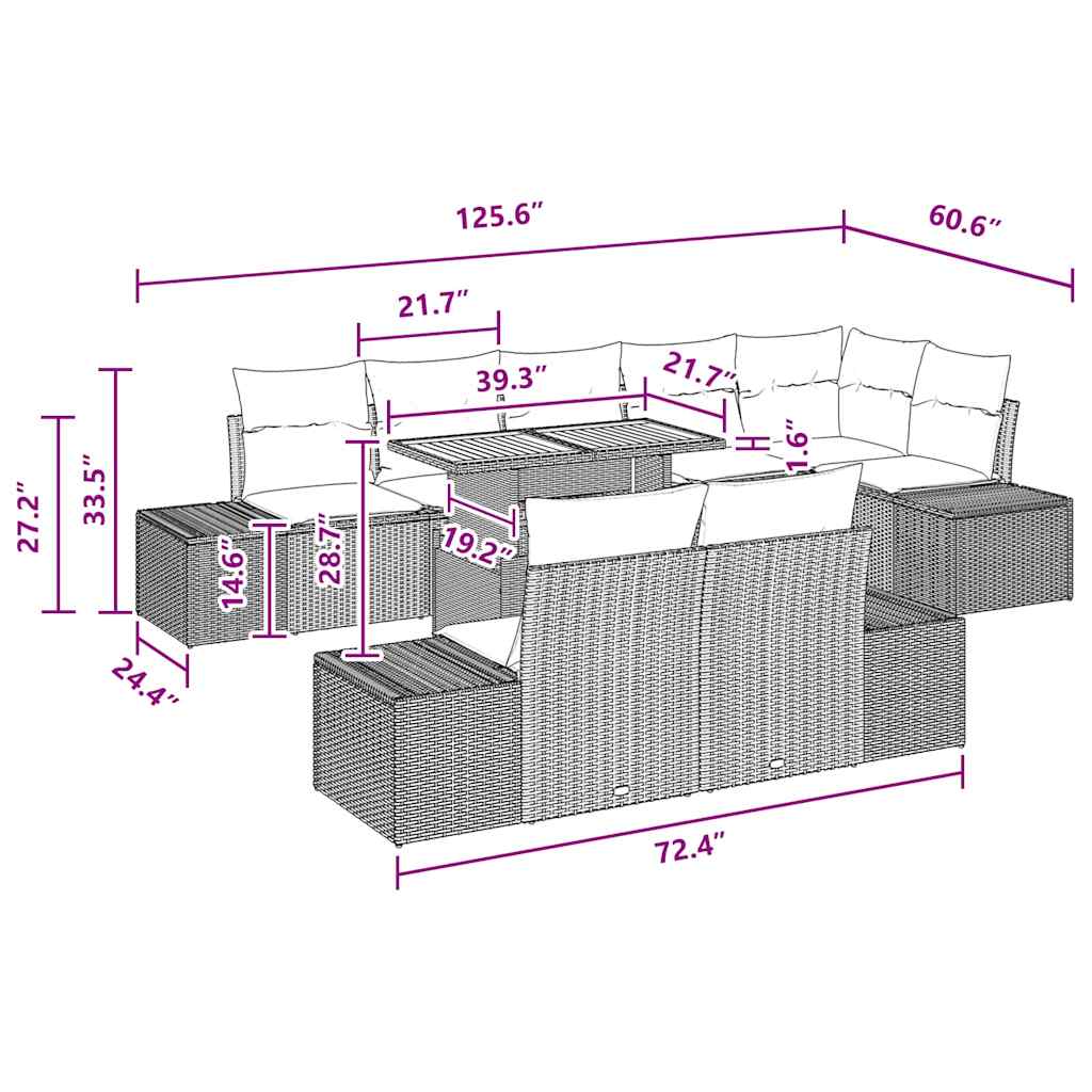 Have Spisebordssæt med pude med pude 9 pcs Sort og Brunt