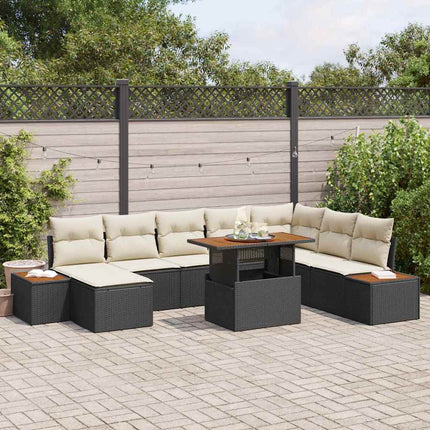 Havesofa Sæt 9 stk. Sort og Beige