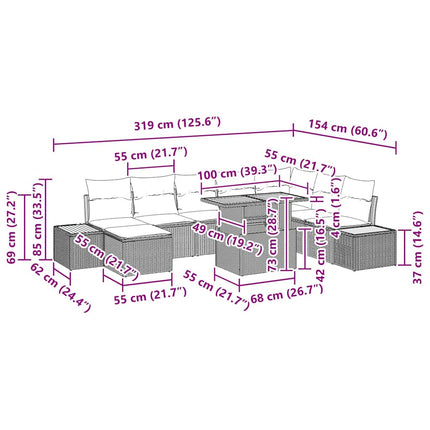 Havesofa Sæt 9 pcs Beige og grå