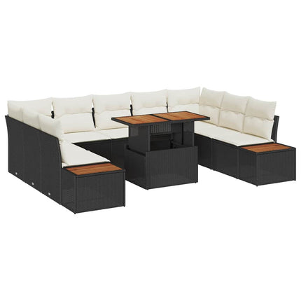 Havesofa Sæt 10 stk. Sort og Beige