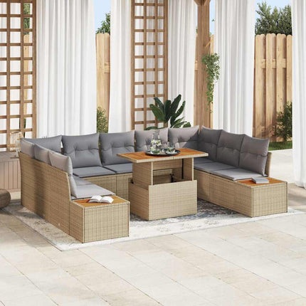 Havesofa Sæt 10 stk. Beige polyrattan