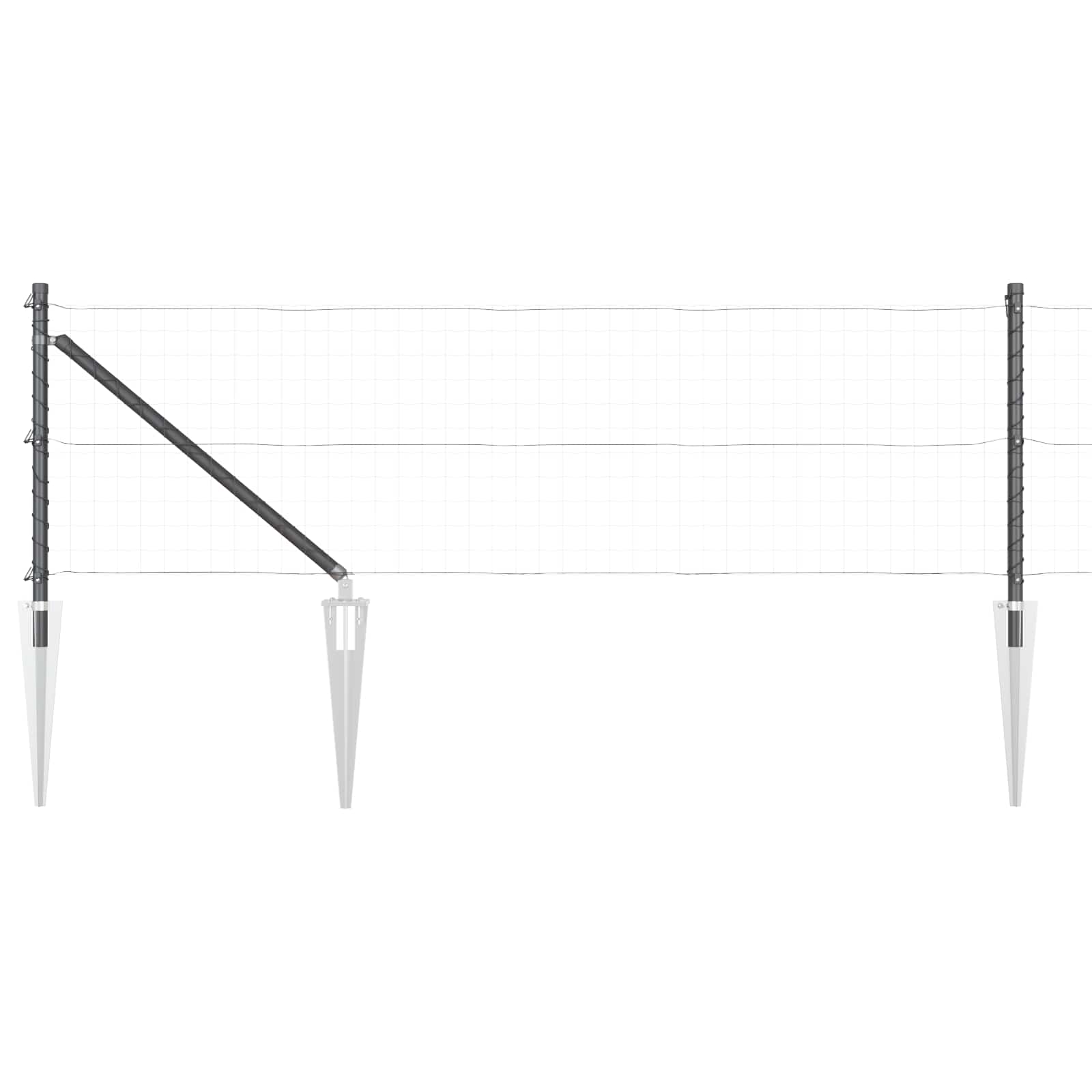 Hegnspæl 26 pcs Grå 3,2 x 3,2 x 125 cm