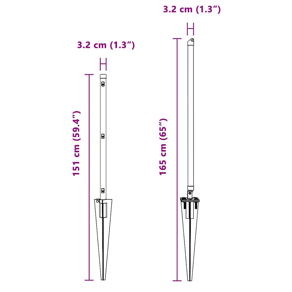 Hegnspæl Andet 26 pcs Grå 3,2 x 3,2 x 120 cm Stål