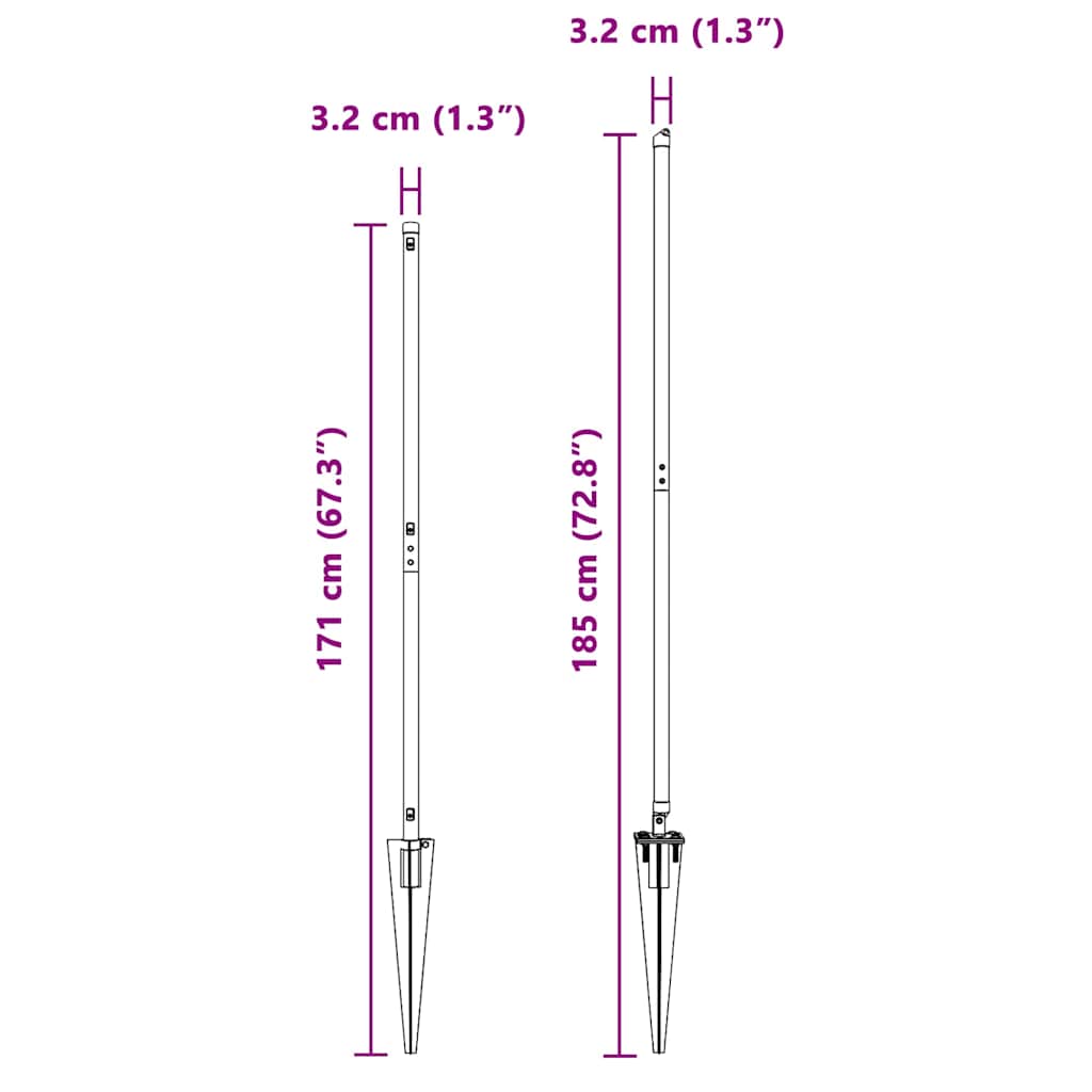 Hegnspæl Andet 26 pcs Grå 3,2 x 3,2 x 140 cm Stål