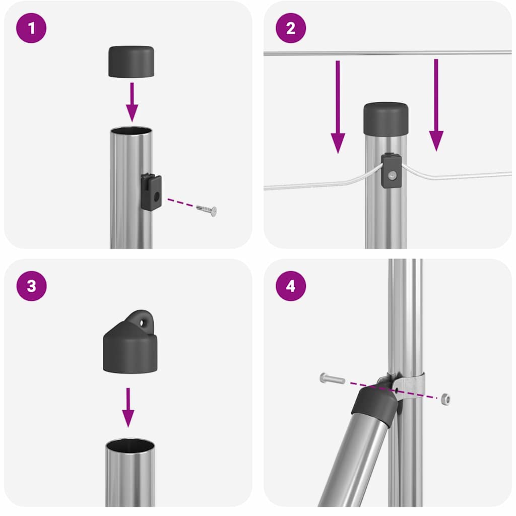 Hegnspæl Andet 26 pcs Grå 3,2 x 3,2 x 100 cm Stål