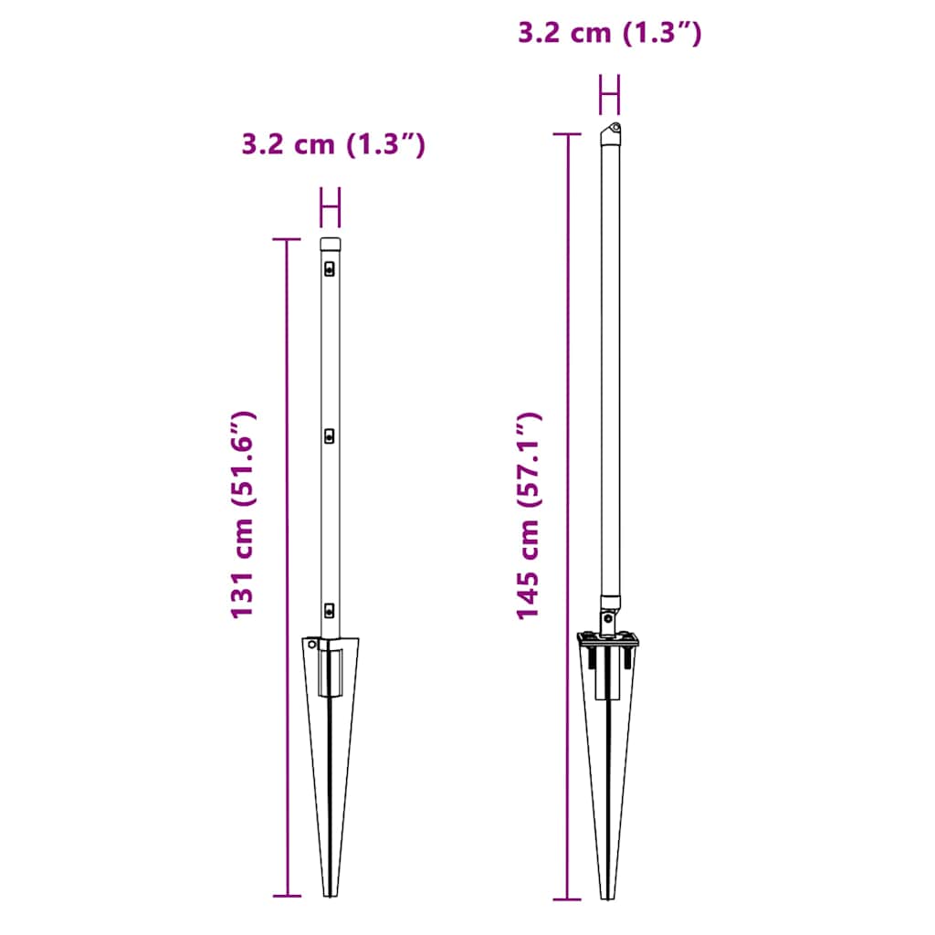 Hegnspæl Andet 26 pcs Grå 3,2 x 3,2 x 100 cm Stål