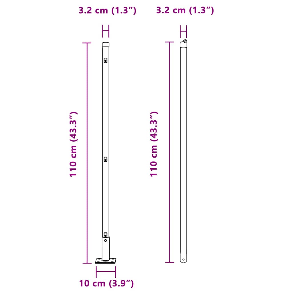 Hegnspæl Andet 26 pcs Grå 3,2 x 3,2 x 110 cm Stål