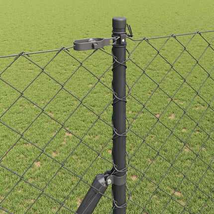Udendørs kædehegns jordfiks 10 x 1,6 m PVC-belagt stål Grå Mesh