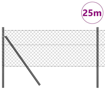 Udendørs kædehegns jordfiks 25 x 0,6 m PVC-belagt stål Grå Mesh