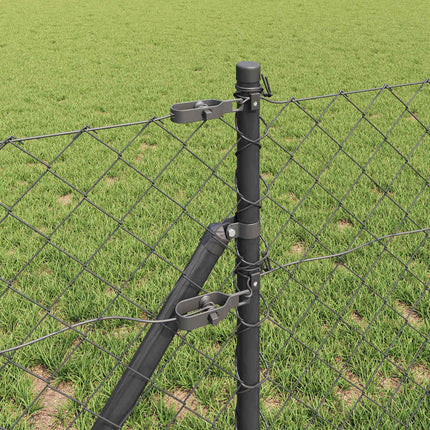 Udendørs kædehegns jordfiks 25 x 0,8 m PVC-belagt stål Grå Mesh