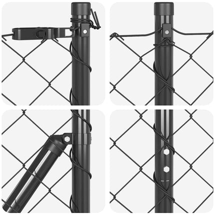 Udendørs kædehegns jordfiks 25 x 1 m PVC-belagt stål Grå Mesh