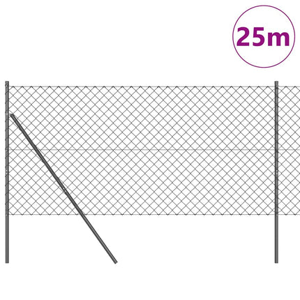 Udendørs kædehegns jordfiks 25 x 1,2 m PVC-belagt stål Grå Mesh
