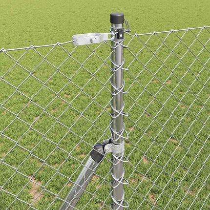 Udendørs kædehegns jordfiks 10 x 1,2 m Sølv Mesh