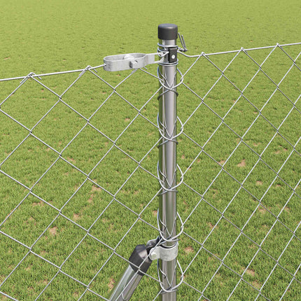 Udendørs kædehegns jordfiks 10 x 1,5 m Sølv Mesh