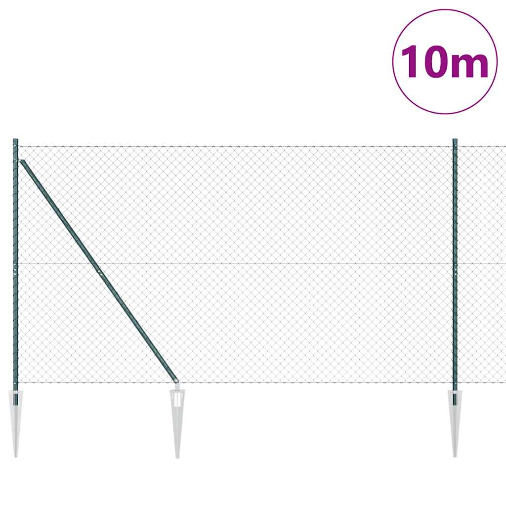 Svejset trådhegn med spidser 10 x 1,5 m (B x H) PVC-belagt stål