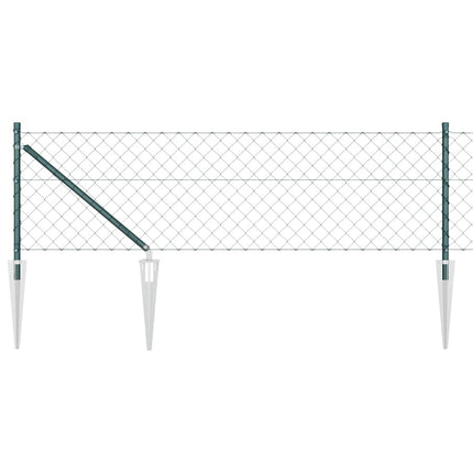 Kædehegn med pigge 25 x 0,8 m PVC-belagt stål Grøn Mesh