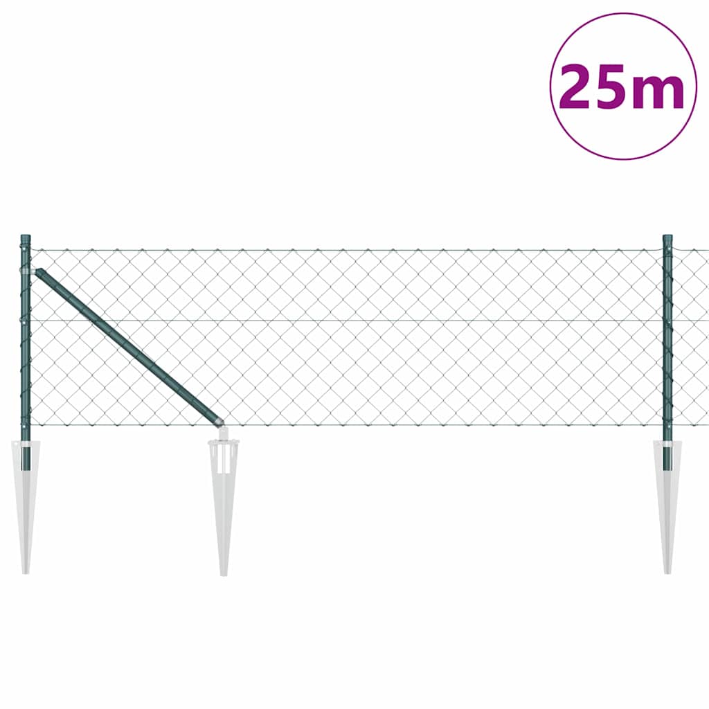 Svejset trådhegn med spidser 25 x 0,6 m (B x H) PVC-belagt stål
