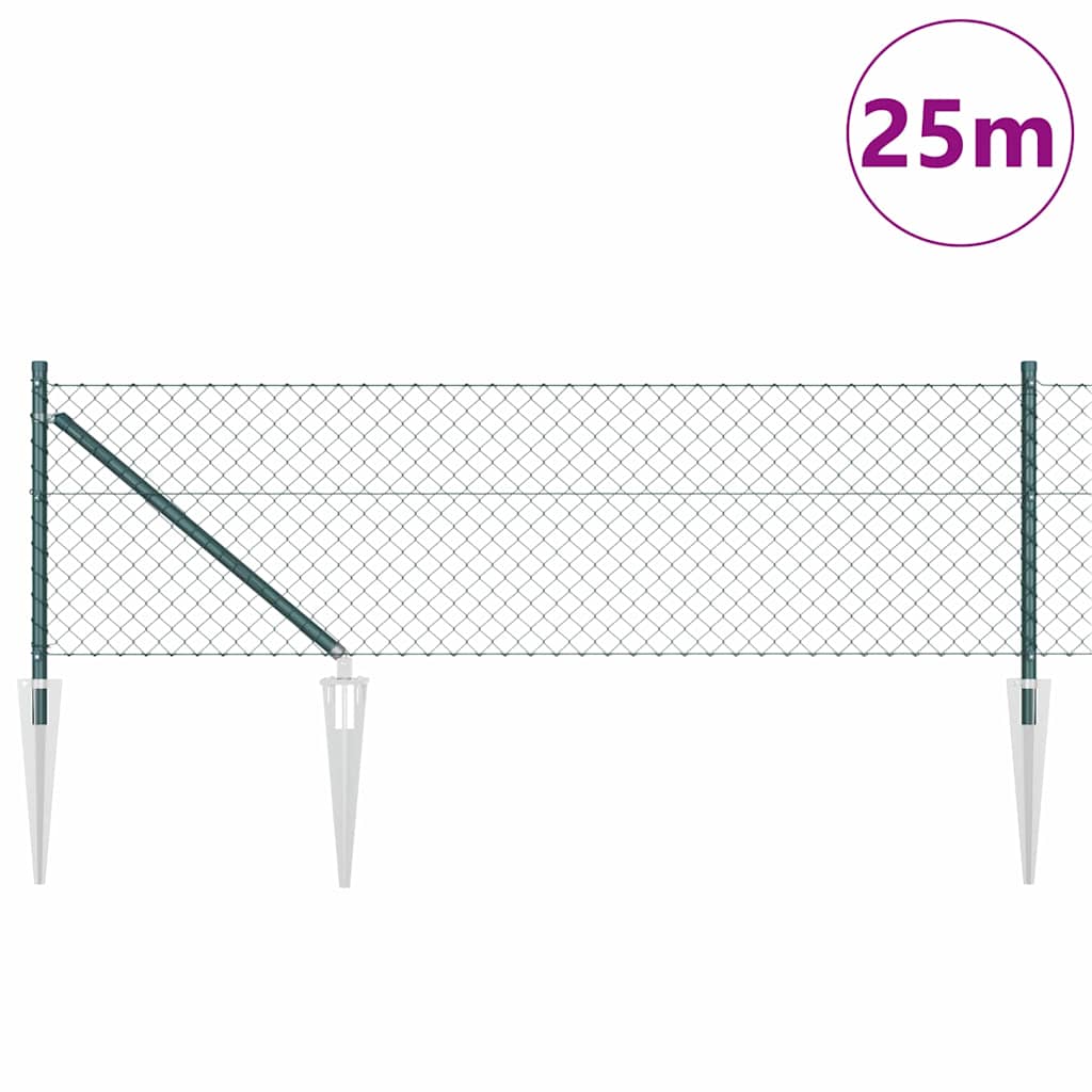 Svejset trådhegn med spidser 25 x 0,8 m (B x H) PVC-belagt stål