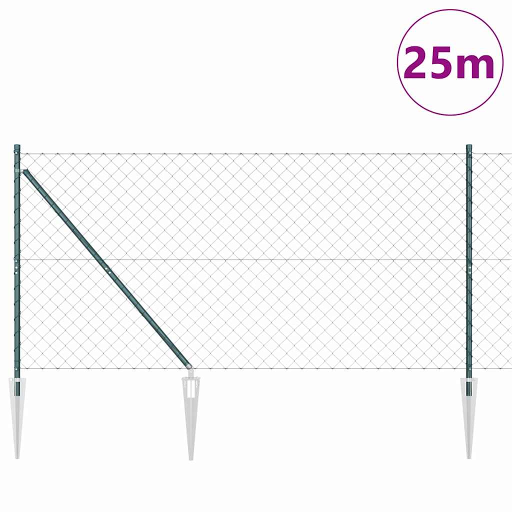 Svejset trådhegn med spidser 25 x 1,2 m (B x H) PVC-belagt stål