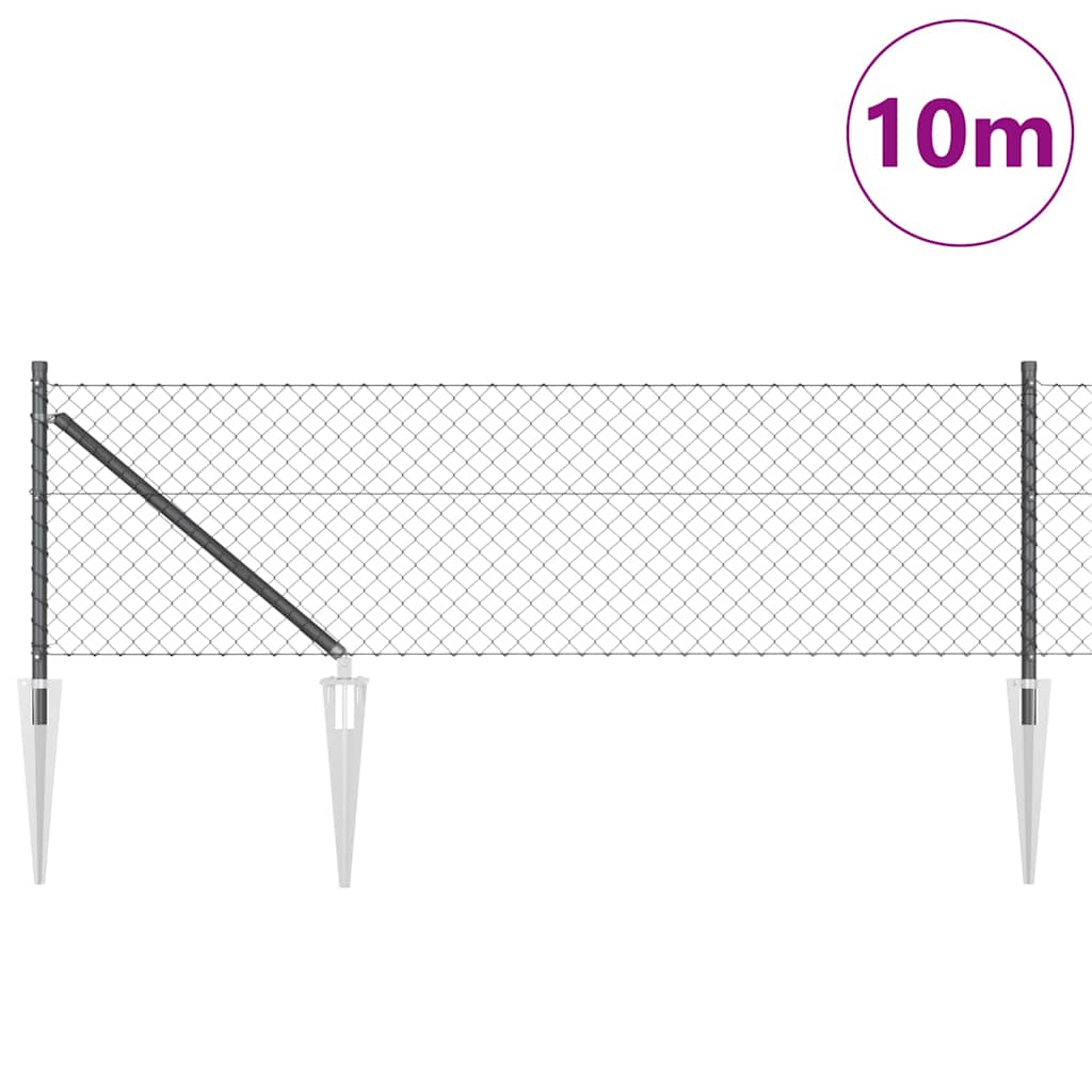 Svejset trådhegn med spidser 10 x 0,4 m (B x H) PVC-belagt stål
