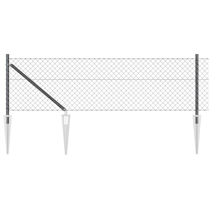 Kædehegn med pigge 10 x 0,6 m PVC-belagt stål Grå Mesh