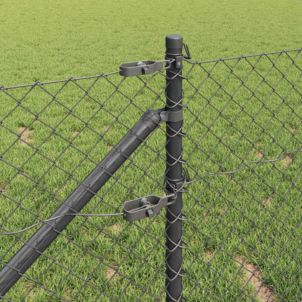 Kædehegn med pigge 10 x 0,8 m PVC-belagt stål Grå Mesh