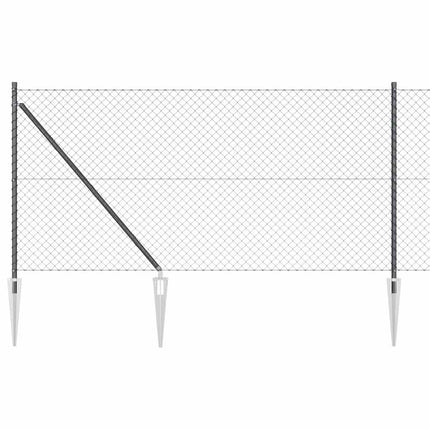 Kædehegn med pigge 10 x 1 m PVC-belagt stål Grå Mesh