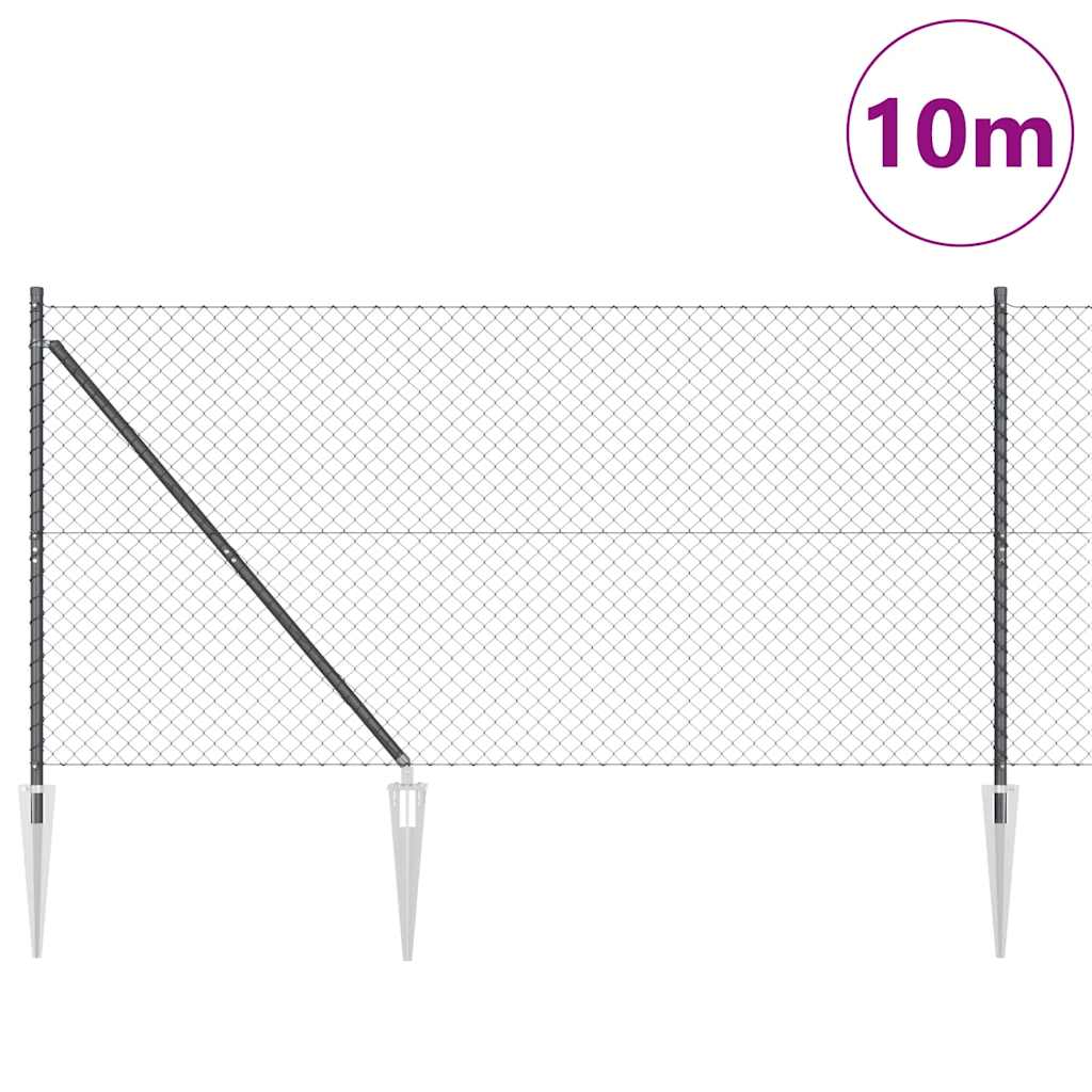 Svejset trådhegn med spidser 10 x 1,2 m (B x H) PVC-belagt stål