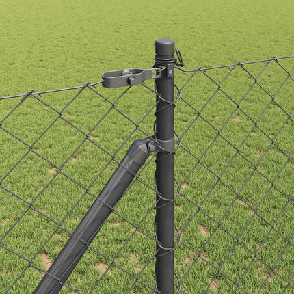 Kædehegn med pigge 10 x 1,2 m PVC-belagt stål Grå Mesh