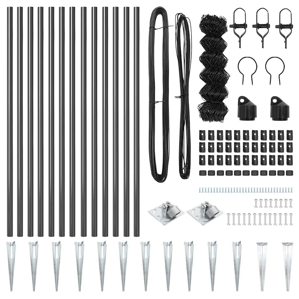 Svejset trådhegn med spidser 25 x 0,4 m (B x H) PVC-belagt stål