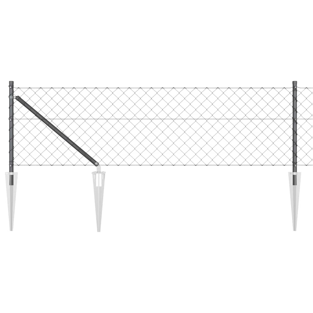 Svejset trådhegn med spidser 25 x 0,6 m (B x H) PVC-belagt stål