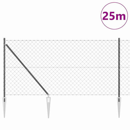 Kædehegn med pigge 25 x 1,2 m PVC-belagt stål Grå Mesh