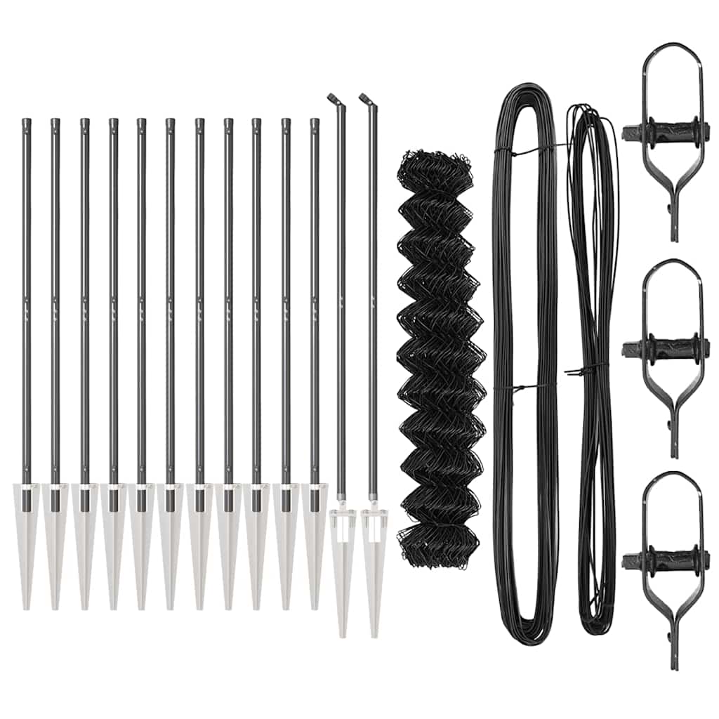 Svejset trådhegn med spidser 25 x 1,4 m (B x H) PVC-belagt stål