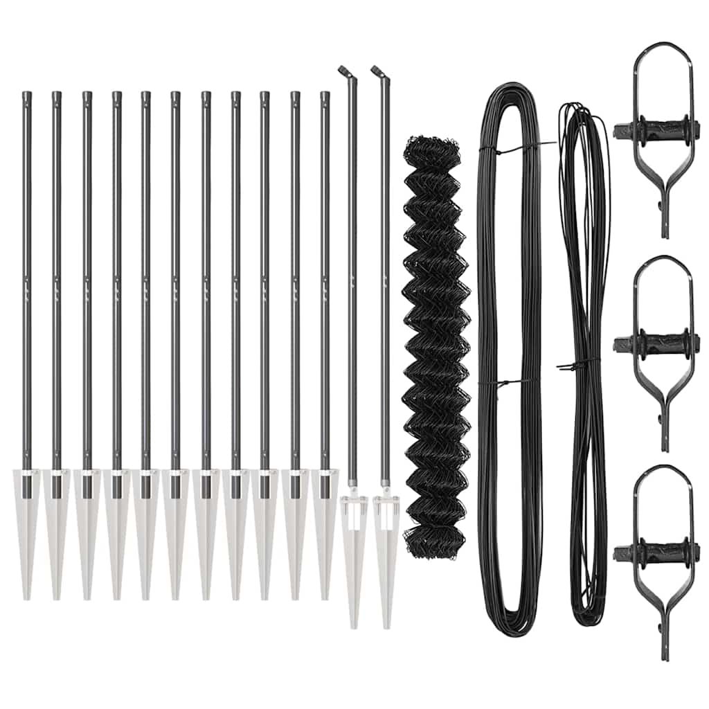Svejset trådhegn med spidser 25 x 1,6 m (B x H) PVC-belagt stål