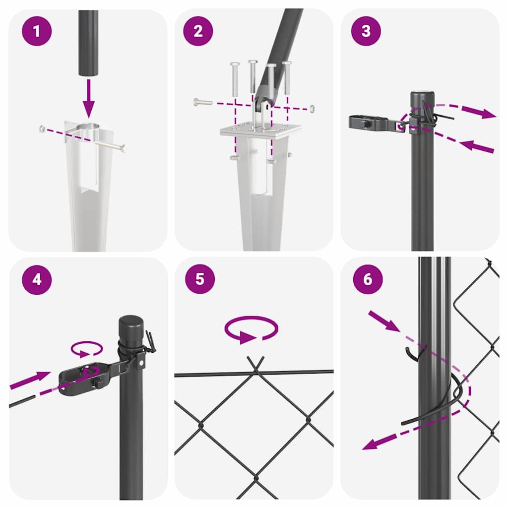 Svejset trådhegn med spidser 25 x 1,6 m (B x H) PVC-belagt stål