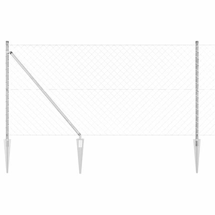 Udendørs kædehegn med pigge 10 x 1,2 m Sølv Mesh