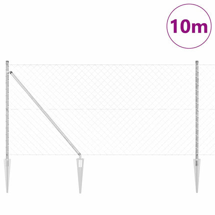 Udendørs kædehegn med pigge 10 x 1,2 m Sølv Mesh