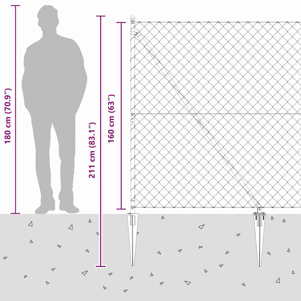 Svejset trådhegn med spidser 10 x 1,6 m (B x H)