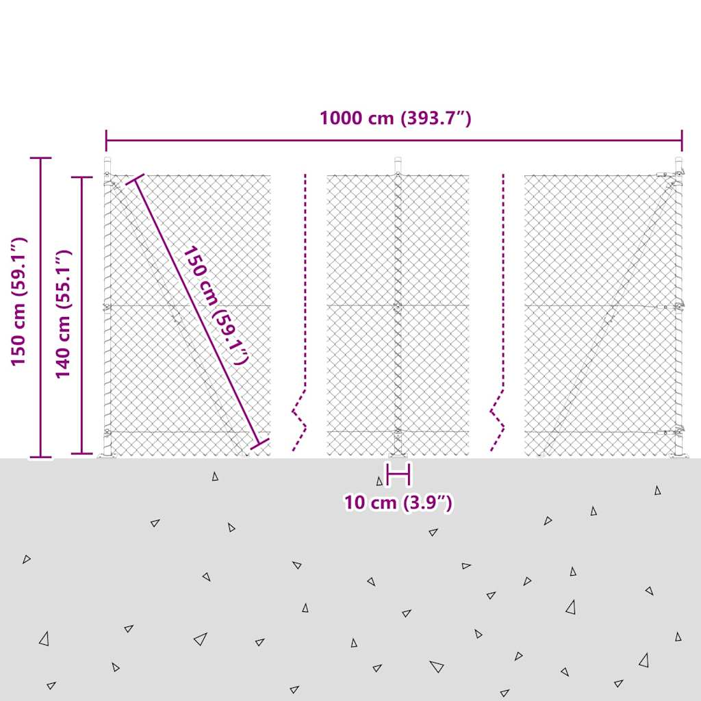 Svejset Trådhegn med Betonsokkel 10 x 1,4 m (B x H)