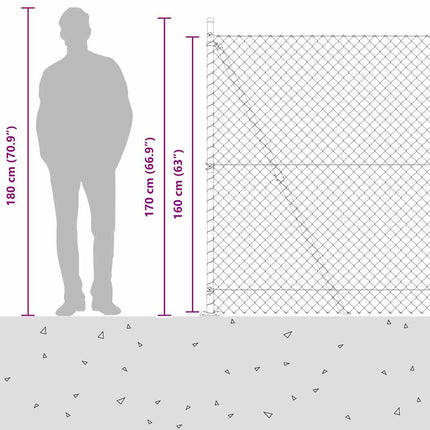 Kædehegn med betonbund 10 x 1,6 m PVC-belagt stål Grøn Mesh