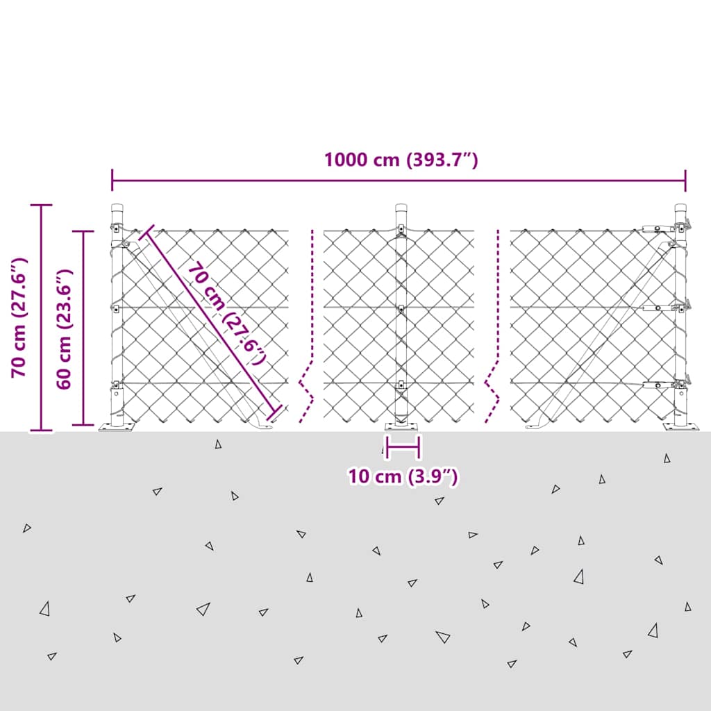 Svejset Trådhegn med Betonsokkel 10 x 0,6 m (B x H)