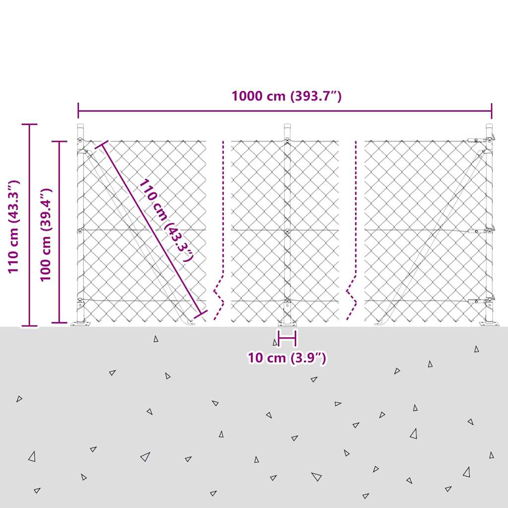 Hegnspæl Grøn 10 x 1 m (60 x 60 mm net) Stål og PVC