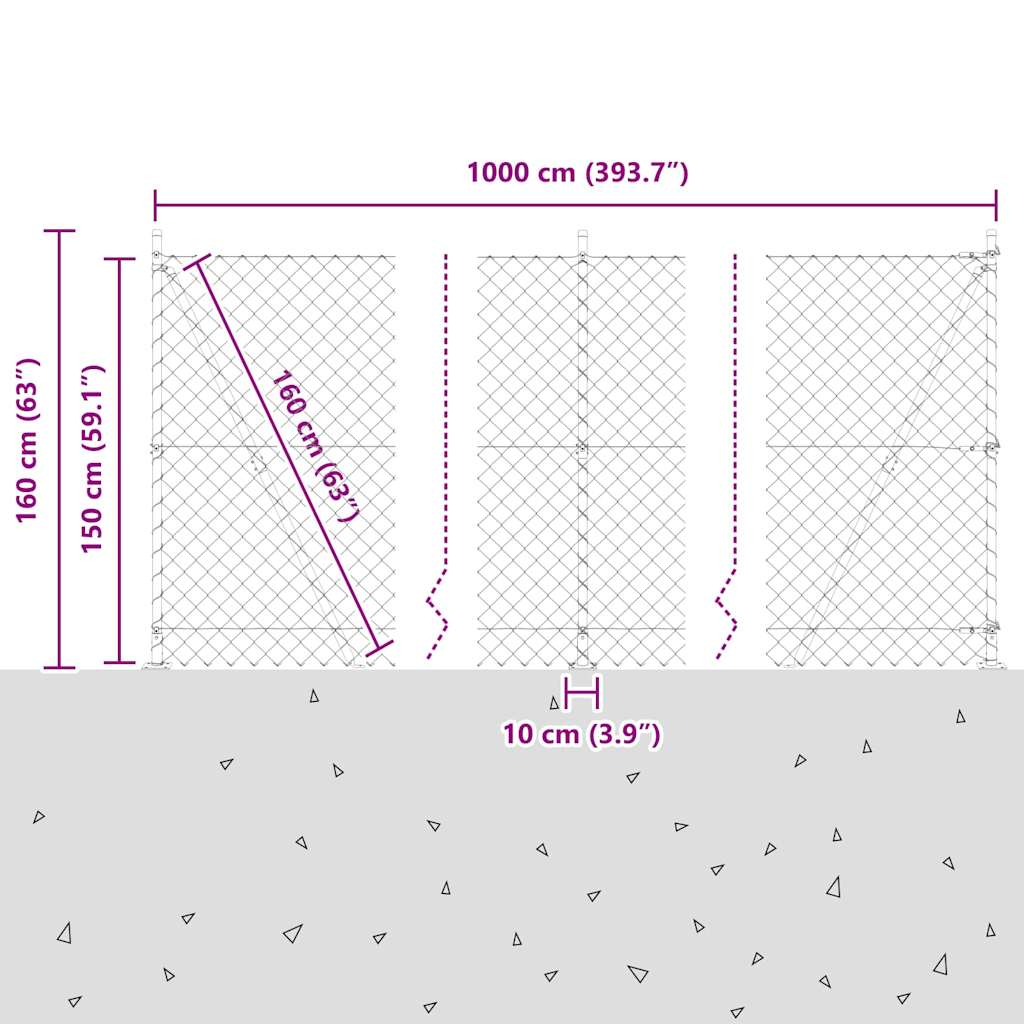 Svejset Trådhegn med Betonsokkel 10 x 1,5 m (B x H)