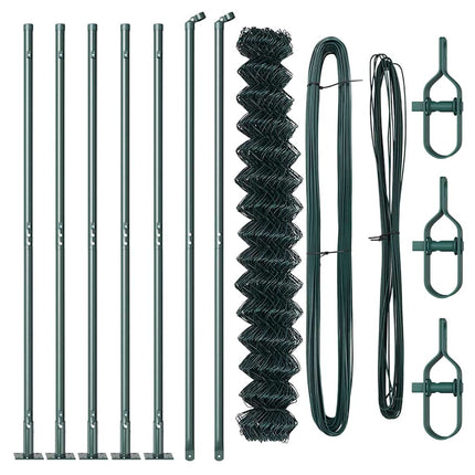 Kædehegn med betonbund 10 x 1,6 m PVC-belagt stål Grøn Mesh